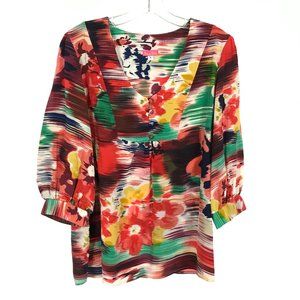 Womens Size Large Anthropologie - Bianca Coletti Retro Modern Floral Silk Blouse